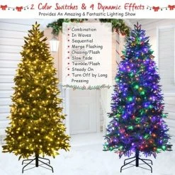 Costway 7ft Pre-lit Hinged Christmas Tree w/ 450 LED Lights & 9 Dynamic Effects -Christmas Trees Sales Store unnamed file 3331