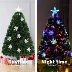 Tangkula 3' Artificial Christmas Tree Pre-Lit LED and Fiber Optic w/ Snowflakes -Christmas Trees Sales Store unnamed file 3352