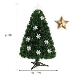Tangkula 3' Artificial Christmas Tree Pre-Lit LED and Fiber Optic w/ Snowflakes -Christmas Trees Sales Store unnamed file 3354