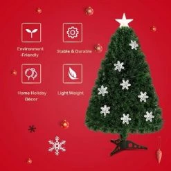 Tangkula 3' Artificial Christmas Tree Pre-Lit LED and Fiber Optic w/ Snowflakes -Christmas Trees Sales Store unnamed file 3355