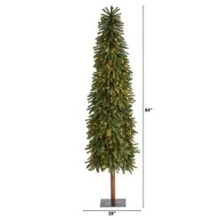 7ft Nearly Natural Pre-Lit Grand Alpine Slim Artificial Christmas Tree Clear Lights