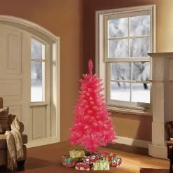 4ft Pre-Lit Fashion Artificial Christmas Tree Pink - Puleo