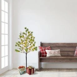 4ft Pre-Lit LED Artificial Christmas Twig Tree - Puleo