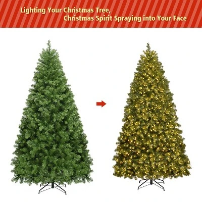Costway Pre-Lit PVC Christmas Tree 7Ft Spruce Hinged 700 LED Lights 4 Costway Pre-Lit PVC Christmas Tree 7Ft Spruce Hinged 700 LED Lights - Image 4