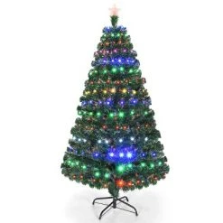 Costway 5'/6'/7'Pre-Lit Fiber Optic Christmas Tree Multicolor Lights