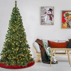 National Tree Company Pre-Lit LED Slim Linden Spruce Artificial Christmas Tree Warm White Lights