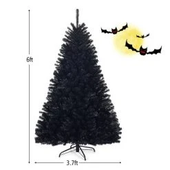 Tangkula Artificial Christmas Tree Halloween Hinged Spruce Full Tree with Metal Stand Black -Christmas Trees Sales Store unnamed file 3416