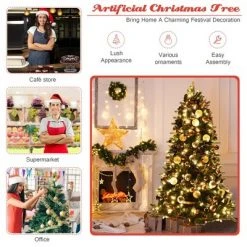 Costway 7.5FT Pre-Lit Artificial Christmas Tree 1242 Tips w/100 Ornaments and 250 Lights -Christmas Trees Sales Store unnamed file 3431