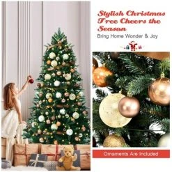 Costway 7.5FT Pre-Lit Artificial Christmas Tree 1242 Tips w/100 Ornaments and 250 Lights -Christmas Trees Sales Store unnamed file 3432