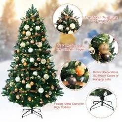 Costway 7.5FT Pre-Lit Artificial Christmas Tree 1242 Tips w/100 Ornaments and 250 Lights -Christmas Trees Sales Store unnamed file 3436