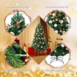 Tangkula 7.5FT Artificial Christmas Tree with 250 LED Lights Pre-Lit Hinged Xmas Tree with 1242 Branch Tips -Christmas Trees Sales Store unnamed file 3469
