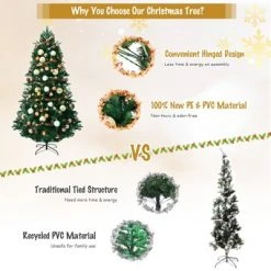 Tangkula 7.5FT Artificial Christmas Tree with 250 LED Lights Pre-Lit Hinged Xmas Tree with 1242 Branch Tips -Christmas Trees Sales Store unnamed file 3471