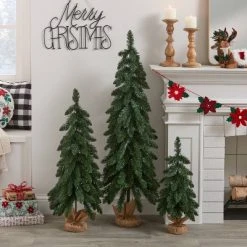 3pc Unlit Downswept Alberta Spruce Artificial Christmas Trees with Burlap Base - Wondershop™