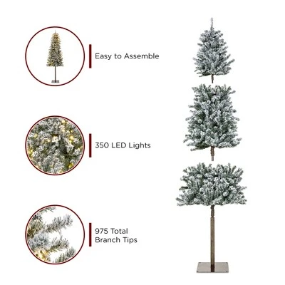 Best Choice Products Pre-Lit Snow Flocked Pencil Alpine Christmas Tree Holiday Decoration w/ LED Lights, Stand 3 Best Choice Products Pre-Lit Snow Flocked Pencil Alpine Christmas Tree Holiday Decoration w/ LED Lights, Stand - Image 3