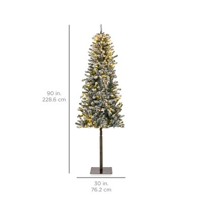 Best Choice Products Pre-Lit Snow Flocked Pencil Alpine Christmas Tree Holiday Decoration w/ LED Lights, Stand 6 Best Choice Products Pre-Lit Snow Flocked Pencil Alpine Christmas Tree Holiday Decoration w/ LED Lights, Stand - Image 6