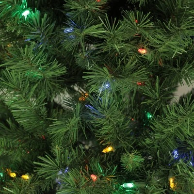 Northlight 7' Prelit Artificial Christmas Tree Slim LED Glacier Pine - Multicolor Lights 3 Northlight 7' Prelit Artificial Christmas Tree Slim LED Glacier Pine - Multicolor Lights - Image 3