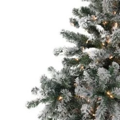 Northlight 6.5' Prelit Artificial Christmas Tree Flocked Natural Emerald - Clear Lights