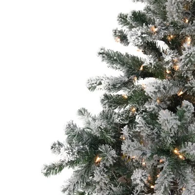 Northlight 6.5' Prelit Artificial Christmas Tree Flocked Natural Emerald - Clear Lights 1 Northlight 6.5' Prelit Artificial Christmas Tree Flocked Natural Emerald - Clear Lights