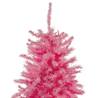 Northlight 7.5' Pre-Lit Pink Tinsel Slim Artificial Christmas Tree - Pink Lights 2 Northlight 7.5' Pre-Lit Pink Tinsel Slim Artificial Christmas Tree - Pink Lights - Image 2