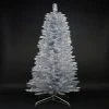 Northlight 6' Prelit Artificial Christmas Tree Pencil Silver Tinsel - Clear Lights