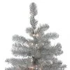 Northlight 6.5' Prelit Artificial Christmas Tree Silver Metallic Tinsel - Clear Lights
