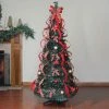 Northlight 6' Prelit Artificial Christmas Tree Gold and Red Plaid Pop-Up - Multicolor Lights