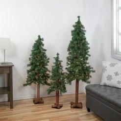 Northlight 3ct Prelit Artificial Christmas Trees Woodland Alpine 5' - Clear Lights