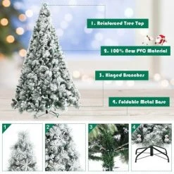 Costway 8ft Snow Flocked Christmas Tree Glitter Tips w/ Pine Cone & Red Berries -Christmas Trees Sales Store unnamed file 3768