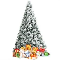 Costway 8ft Snow Flocked Christmas Tree Glitter Tips w/ Pine Cone & Red Berries -Christmas Trees Sales Store unnamed file 3769