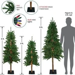 Northlight 3ct Pre-Lit Alpine Artificial Christmas Trees 4ft, 5ft and 6ft - Multi Lights