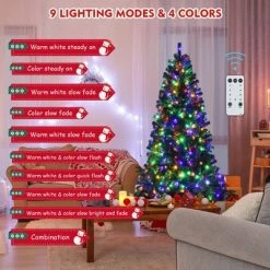 Costway 6ft Pre-lit Hinged Christmas Tree w/ Remote Control & 9 Lighting Modes -Christmas Trees Sales Store unnamed file 3816