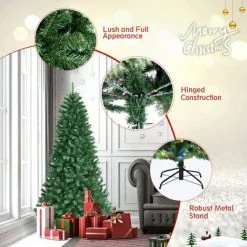 Costway 6ft Pre-lit Hinged Christmas Tree w/ Remote Control & 9 Lighting Modes -Christmas Trees Sales Store unnamed file 3817