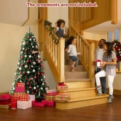 Costway 6ft Pre-lit Hinged Christmas Tree w/ Remote Control & 9 Lighting Modes -Christmas Trees Sales Store unnamed file 3818