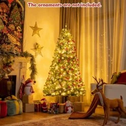 Costway 6ft Pre-lit Hinged Christmas Tree w/ Remote Control & 9 Lighting Modes -Christmas Trees Sales Store unnamed file 3819