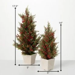 Sullivans Artificial Cedar And Berry Tree Multicolor 17.5"H Set of 2 -Christmas Trees Sales Store unnamed file 386
