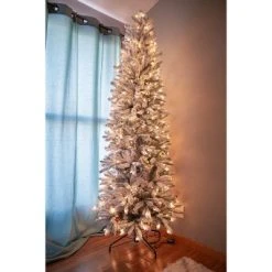 Home Heritage 7 Foot Frosted Alpine Quick Set Flocked Christmas Tree with Lights -Christmas Trees Sales Store unnamed file 3886
