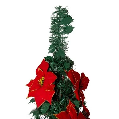 Northlight 6' Pre-Lit Green Poinsettia Pop-Up Artificial Christmas Tree - Clear LightsSlim 2 Northlight 6' Pre-Lit Green Poinsettia Pop-Up Artificial Christmas Tree - Clear LightsSlim - Image 2
