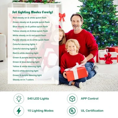 Costway 6ft7ft8ft App-Controlled Pre-lit Christmas Tree Multicolor Lights w/ 15 Modes 6 Costway 6ft7ft8ft App-Controlled Pre-lit Christmas Tree Multicolor Lights w/ 15 Modes - Image 6