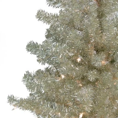 Northlight 6' Pre-Lit Silver Champagne Artificial Metallic Tinsel Christmas Tree - Clear Lights 2 Northlight 6' Pre-Lit Silver Champagne Artificial Metallic Tinsel Christmas Tree - Clear Lights - Image 2