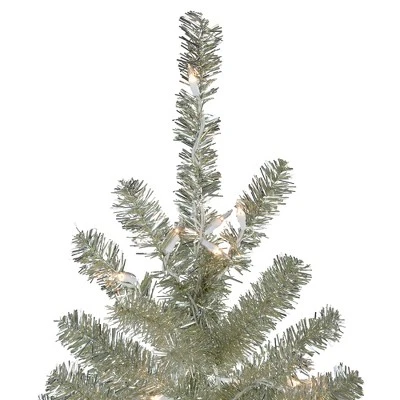 Northlight 6' Pre-Lit Silver Champagne Artificial Metallic Tinsel Christmas Tree - Clear Lights 3 Northlight 6' Pre-Lit Silver Champagne Artificial Metallic Tinsel Christmas Tree - Clear Lights - Image 3