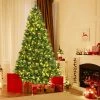 Costway 8ft Pre-lit Hinged Artificial Christmas Tree w/ Pine Cones & Red Berries