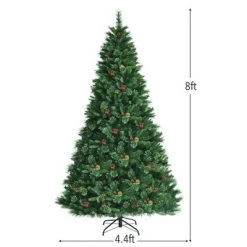 Costway 8ft Pre-lit Hinged Artificial Christmas Tree w/ Pine Cones & Red Berries -Christmas Trees Sales Store unnamed file 3941