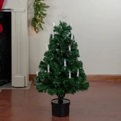 Northlight 3' Prelit Artificial Christmas Tree Fiber Optic with Candles - Multi Lights