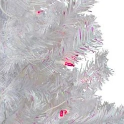 Northlight 4' Pre-lit White Iridescent Pine Artificial Christmas Tree - Pink Lights