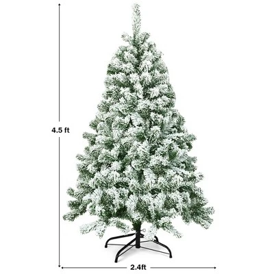 Costway 4.5FT Snow Flocked Artificial Christmas Tree Hinged w/400 Tips and Foldable Base 2 Costway 4.5FT Snow Flocked Artificial Christmas Tree Hinged w/400 Tips and Foldable Base - Image 2