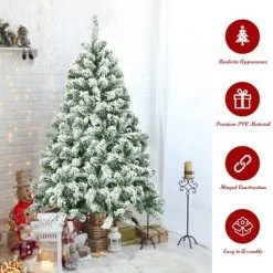Costway 4.5FT Snow Flocked Artificial Christmas Tree Hinged w/400 Tips and Foldable Base 14 Costway 4.5FT Snow Flocked Artificial Christmas Tree Hinged w/400 Tips and Foldable Base -Christmas Trees Sales Store unnamed file 3994