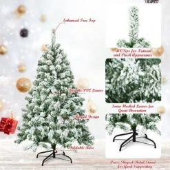 Costway 4.5FT Snow Flocked Artificial Christmas Tree Hinged w/400 Tips and Foldable Base 15 Costway 4.5FT Snow Flocked Artificial Christmas Tree Hinged w/400 Tips and Foldable Base -Christmas Trees Sales Store unnamed file 3995