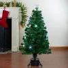 Northlight 4' Pre-lit Potted Medium Pine Color Changing Star Artificial Christmas Tree - Multi-Color Fiber Optic LED Lights