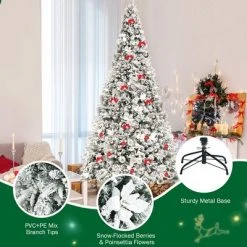Costway 8ft Snow Flocked Hinged Christmas Tree w/ Berries & Poinsettia Flowers 15 Costway 8ft Snow Flocked Hinged Christmas Tree w/ Berries & Poinsettia Flowers -Christmas Trees Sales Store unnamed file 4026