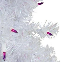 Northlight 2' Prelit Artificial Christmas Tree White Iridescent Pine - Purple Lights